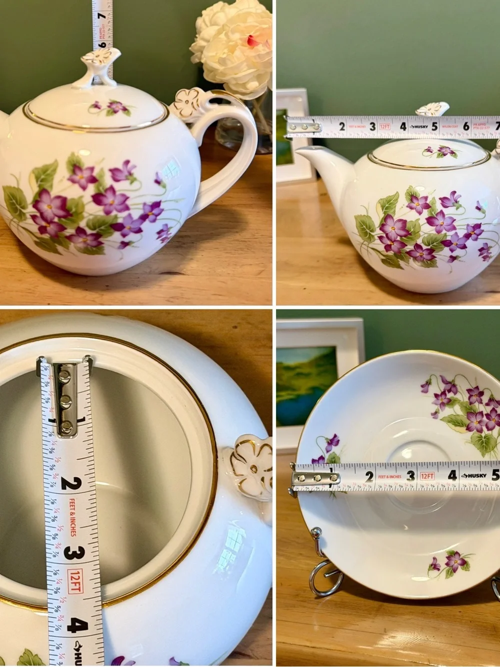 Vintage Bohemia Czechoslovakia Violet Floral Tea Set | 10 Pieces